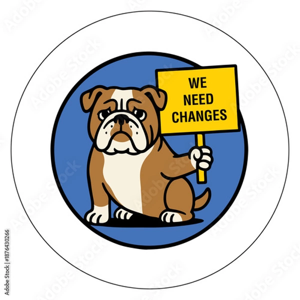 Obraz protesting dog pin button vector design