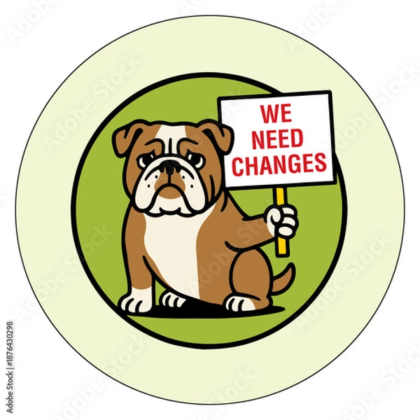 Obraz protesting dog pin button vector design