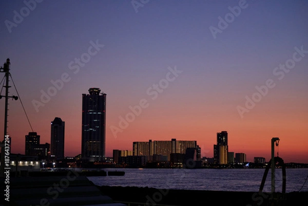 Obraz 夕方の天保山の風景