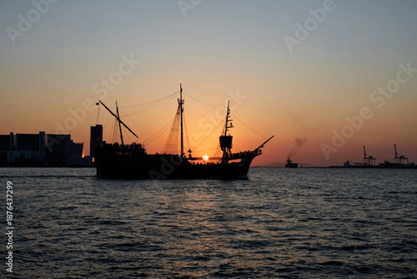 Obraz 夕方の天保山の風景