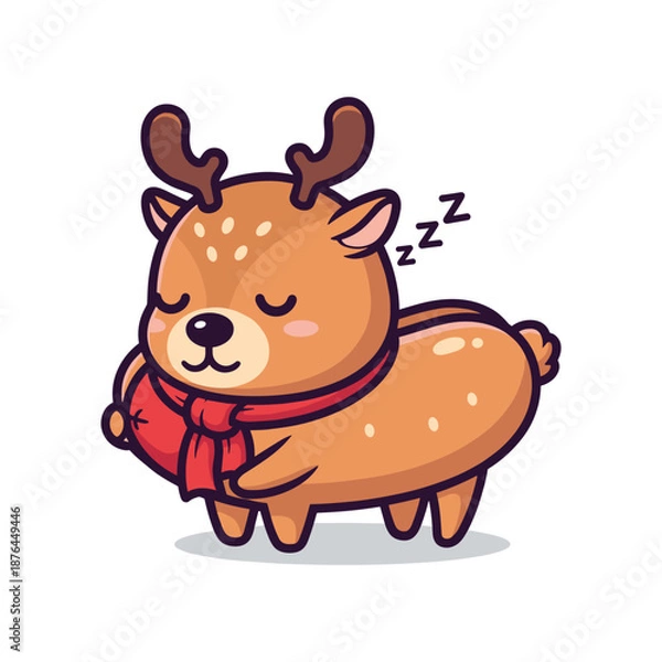 Obraz Sleeping Deer Cartoon Illustration