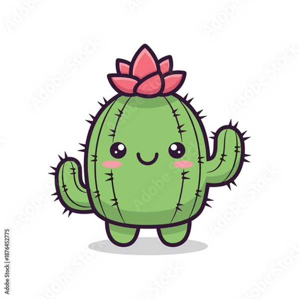 Obraz Cute Cartoon Cactus Vector Illustration