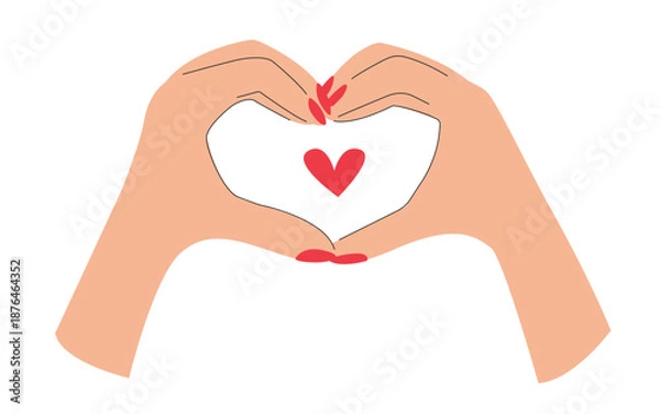 Fototapeta Hands heart gesture vector flat illustration