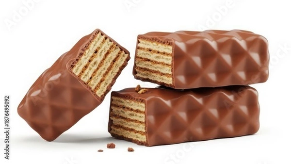 Obraz Delicious chocolate wafer bars with layered interior