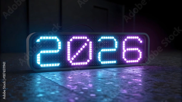 Obraz Neon 2026 Digital Year Background