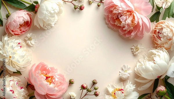 Obraz Elegant Peony Flower Frame with Copy Space