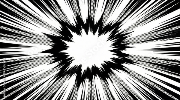 Obraz 劇画タッチのスピード感ある放射状の背景素材