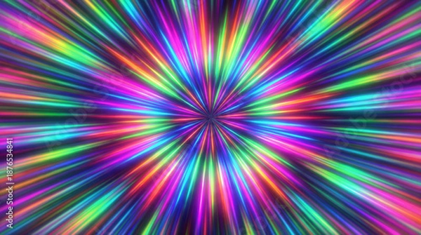 Obraz カラフルなネオンカラーのスピード線とグリッチ効果