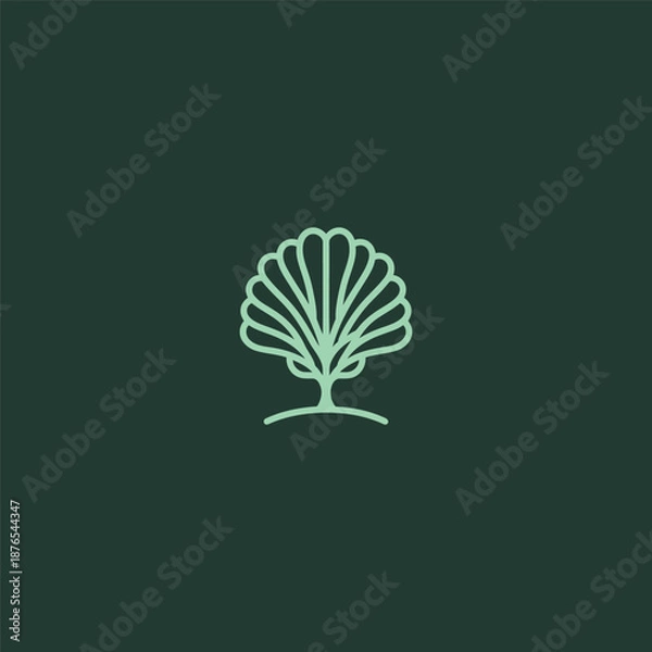 Obraz Shell tree logo in creative and clean simple line illustration.