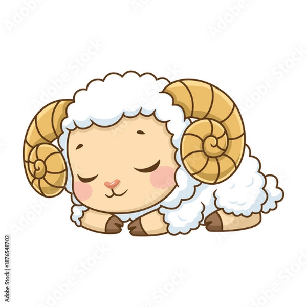 Obraz Cute sleeping ram cartoon character