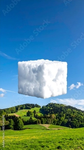 Obraz A fluffy white cloud shaped into cube.