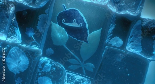 Obraz Crystalline leaf creature, encased in ice