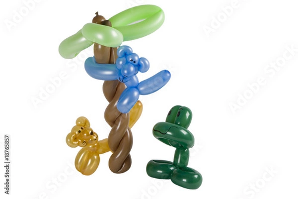 Obraz Balloon animal cat , monkey in tree, and frog