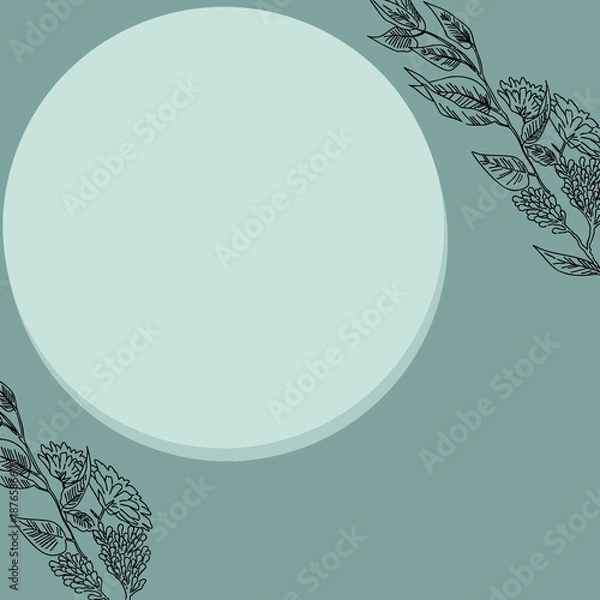 Obraz 植物のフレームイラスト素材・グリーン・ボタニカル・イラスト素材