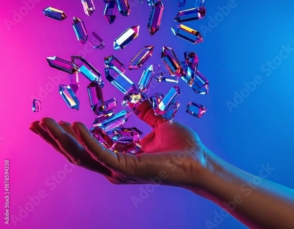 Obraz 掌に降り注ぐ透明な宝石