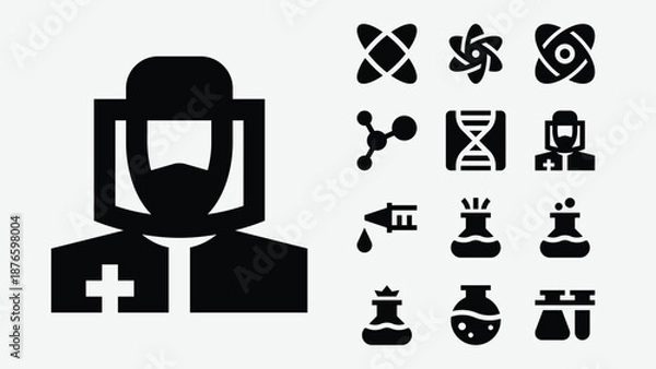 Obraz Laboratory and science icons set