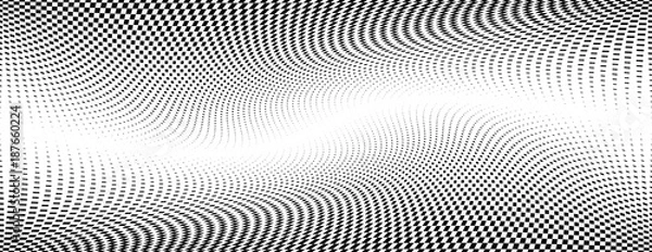 Fototapeta Black and white vector halftone abstract background. Monochrome pattern with dot and circles squares. Abstract halftone dotted background.