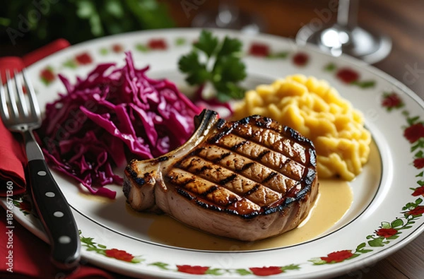 Obraz grilled steak with vegetables