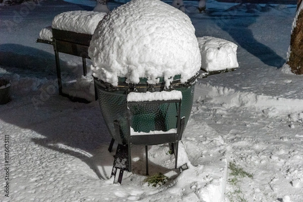 Obraz grill abandoned under snowstorm