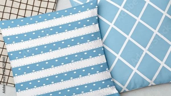 Obraz Hand Drawn Childish Style Seamless Vector Pattern Blue White