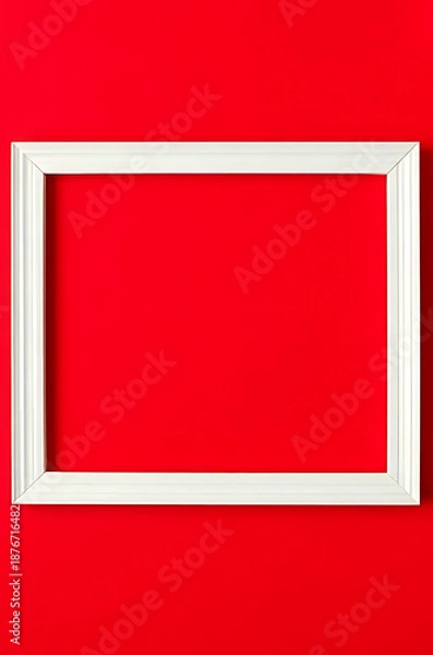 Obraz White Frame on Red Background