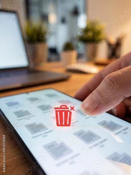 Obraz Deleting files on a smartphone