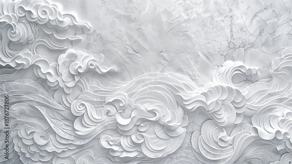 Obraz White Wave Pattern on Gray Background