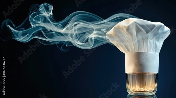 Obraz Chef Hat Smoke Culinary Art Concept with Dramatic Lighting