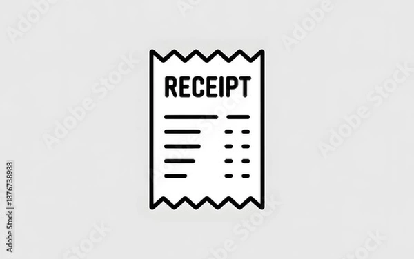 Obraz Simple receipt template with black lines on white background