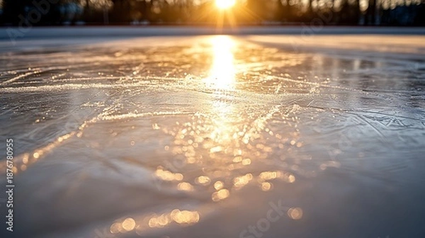 Obraz Sunrise on icy surface.