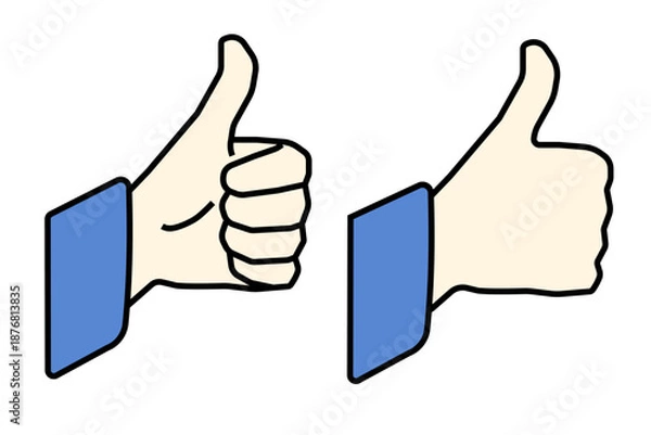 Obraz グッドジョブのハンドサインイラスト。「いいね」や肯定、賛成を意味する親指を立てたジェスチャー素材。