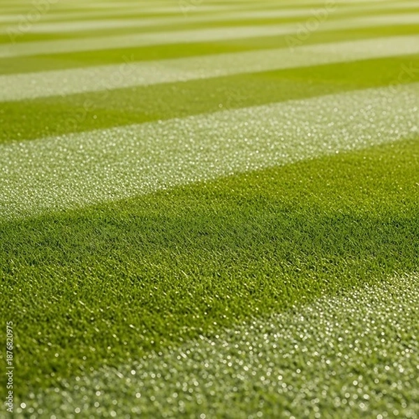 Obraz Freshly cut green grass field with striped pattern