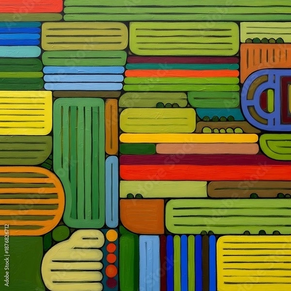 Obraz Vibrant abstract artwork featuring geometric shapes and patterns