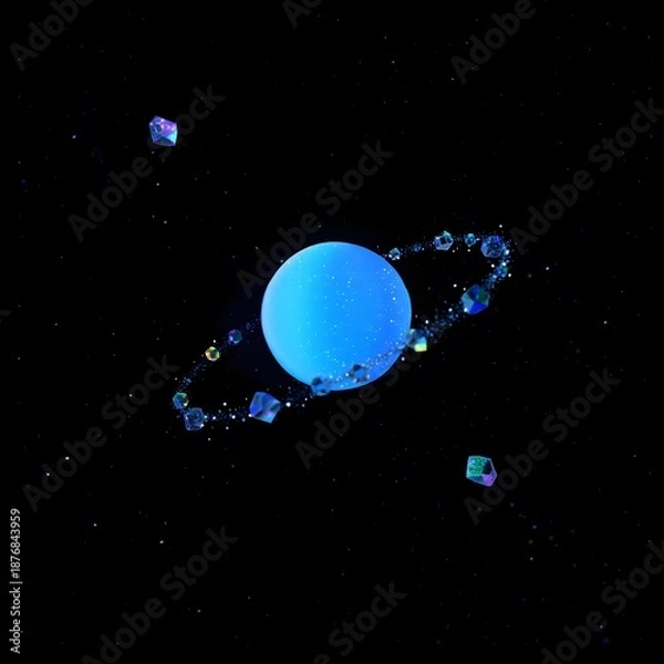 Obraz Candy Gravity: Sweet Crystals Orbiting a Liquid Light Planet