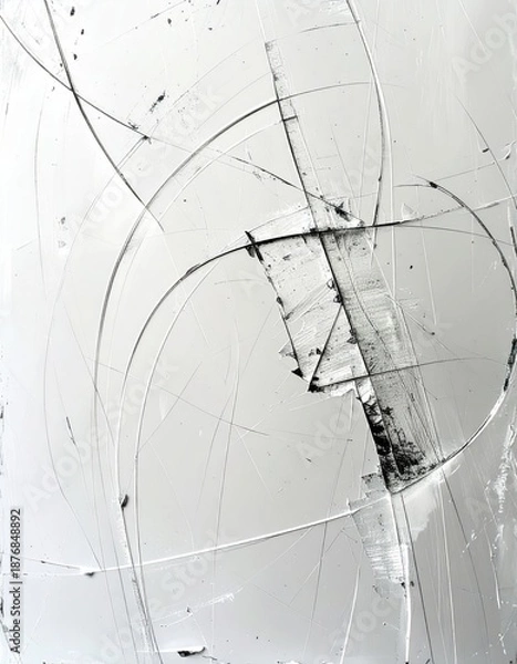 Obraz Abstract Silver Gray Texture with Geometric Scratches and Patterns