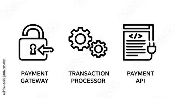 Obraz Secure Payment Gateway and Transaction Processing API Integration Technology Icons