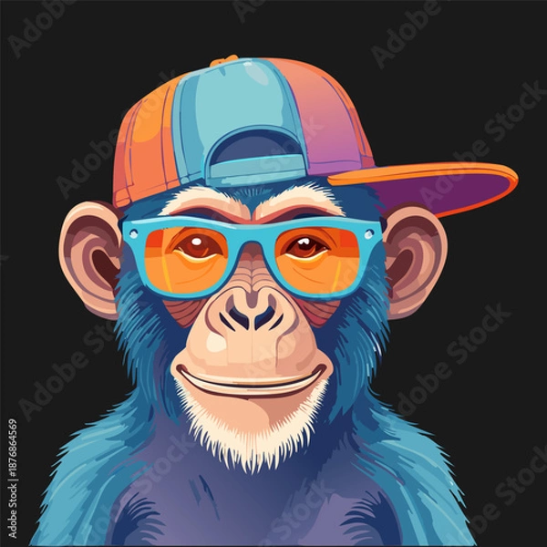 Obraz Cool Monkey With Cap Illustration