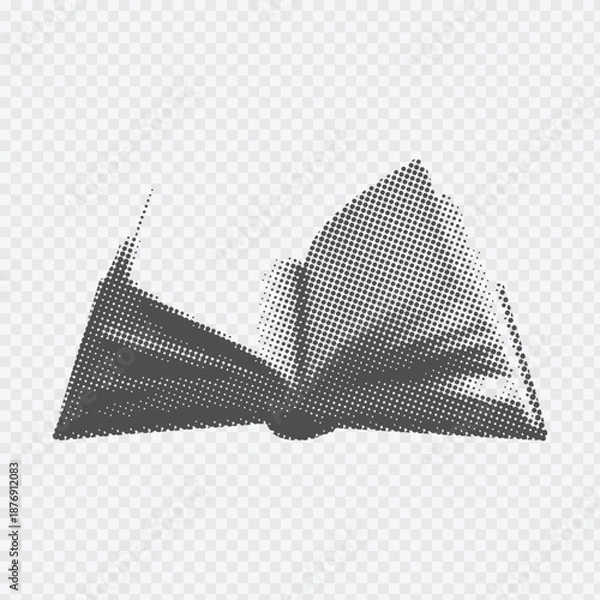 Obraz Open book halftone effect vector illustration on transparent background