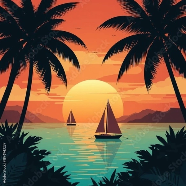 Obraz sunset on the tropical beach