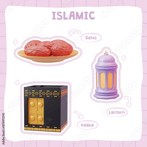 Obraz 3D Islamic Kaaba and Dates Ramadan