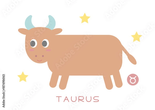 Obraz かわいい牡牛座のベクターイラスト