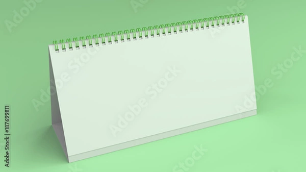 Fototapeta White table calendar mock-up on green surface