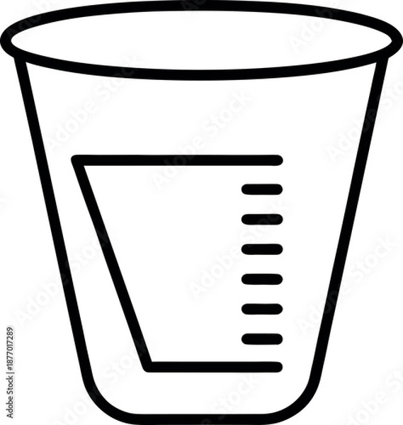 Obraz Conical Beaker Icon with Trapezoidal Volume Markings Line Drawing