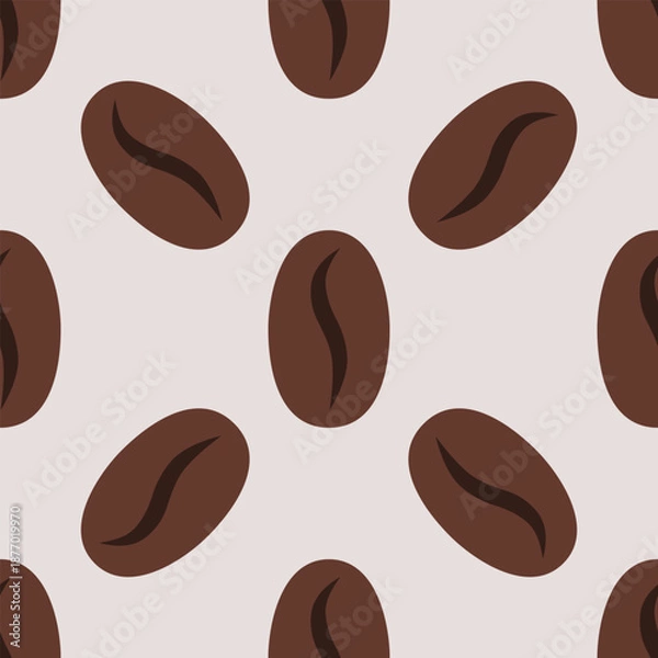 Fototapeta Brown Coffee Bean Shapes Repeating Pattern