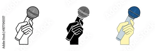 Obraz hand holding microphone Set Icon Vector Design Template. vector illustration. Navigation icon
