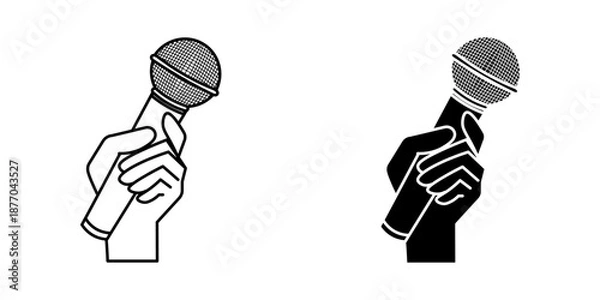 Obraz hand holding microphone Set Icon Vector Design Template. vector illustration. Navigation icon