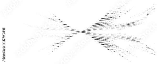 Obraz Abstract Black Halftone Dotted Burst Pattern With Dynamic Exploding Points For Creative Impact Vector Illustration