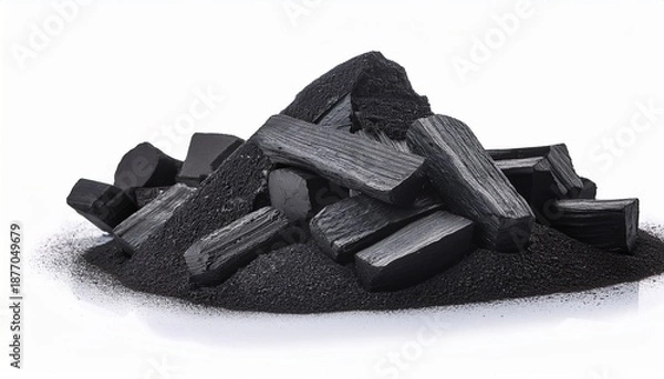 Obraz Activated Charcoal Isolated On White Background