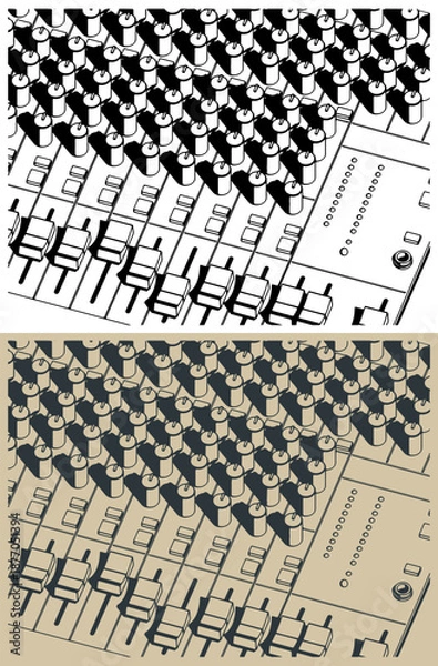 Obraz Professional audio mixer close-up illustrations