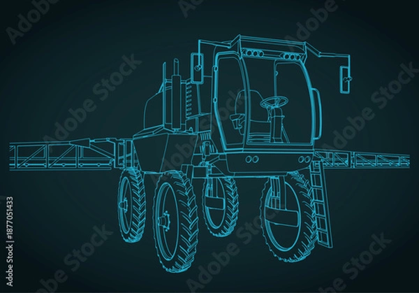 Fototapeta Self-propelled sprayer sketch
